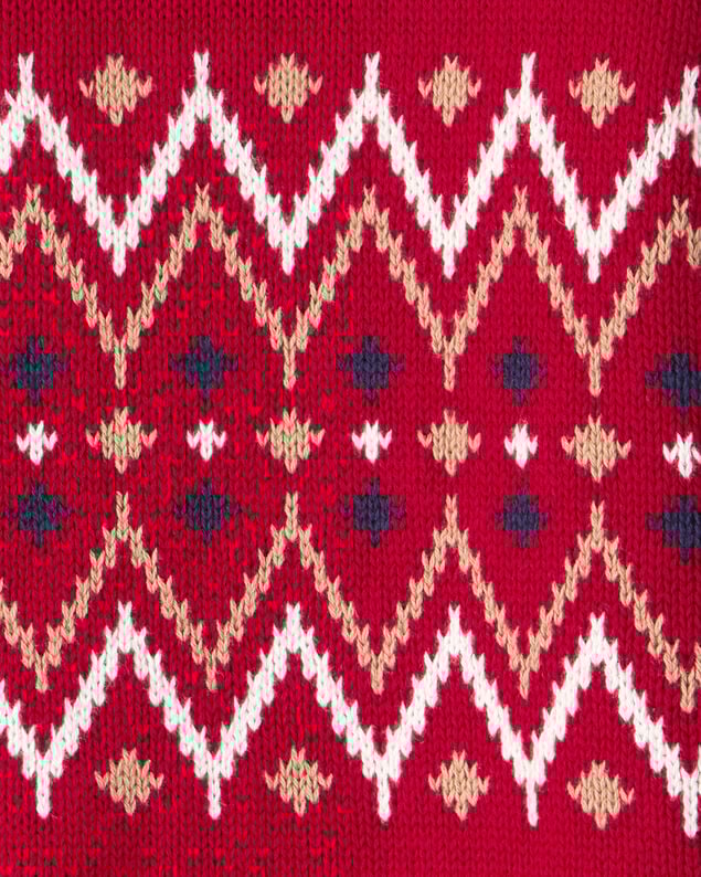 Product image 2 of Boys Fair Isle Cotton Quarter-Zip Long-Sleeve Sweater - Red