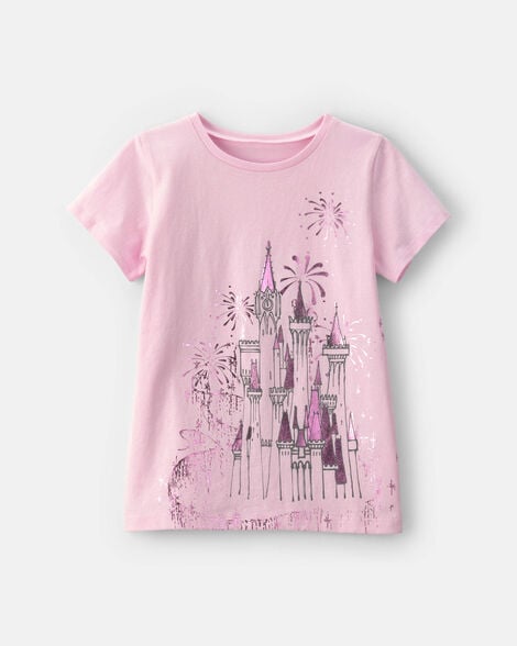 girls disney© castle graphic tee - pink