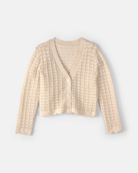 Girls Button-Down Knit Cardigan Sweater - Cream