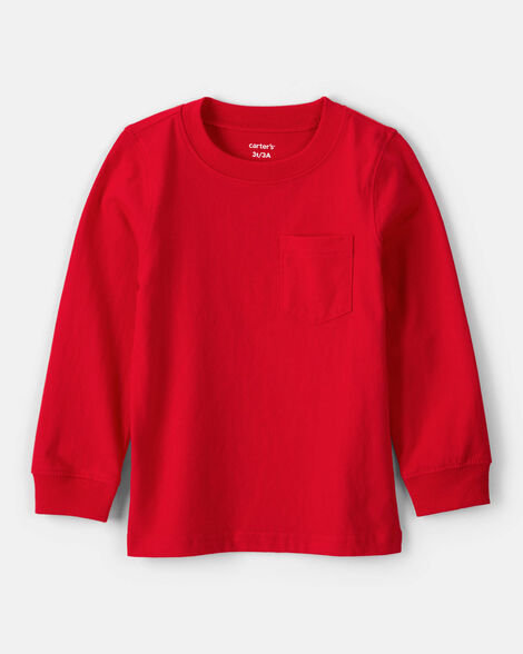 toddler boy long-sleeve pocket tee - red