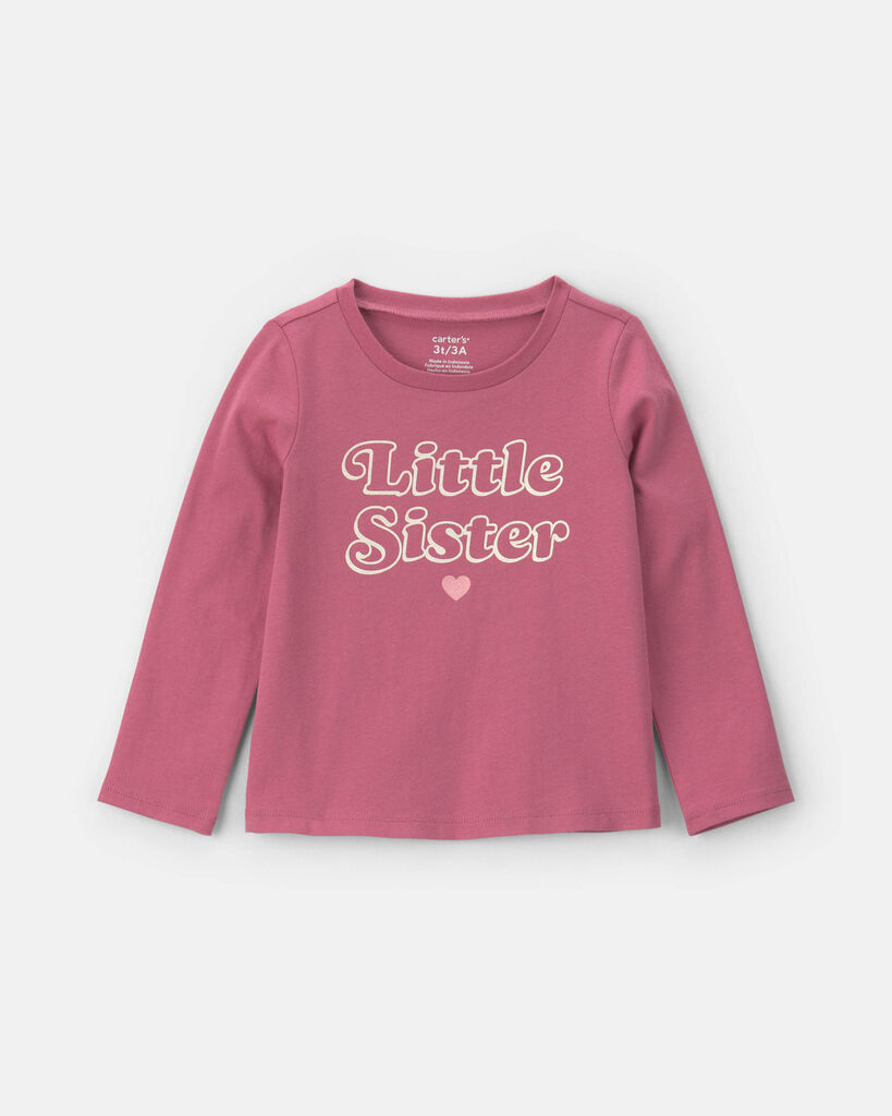 Carter's toddler girl 'little sister' long-sleeve graphic tee 2T Pink