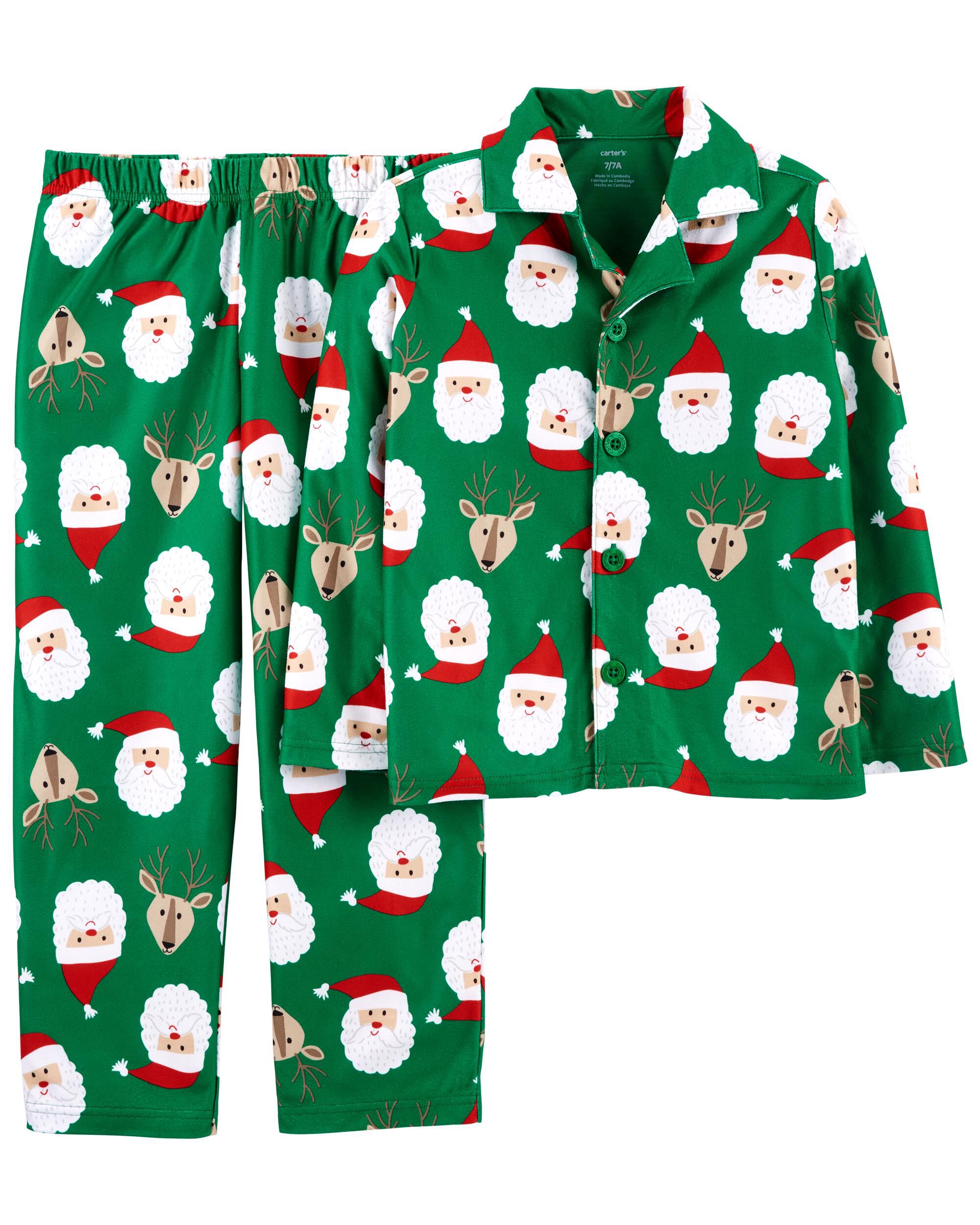 2-Piece Christmas Coat-Style Fleece PJs