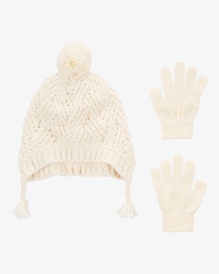 Product image 1 of Kid 2-Pack Pom Hat & Gloves Set