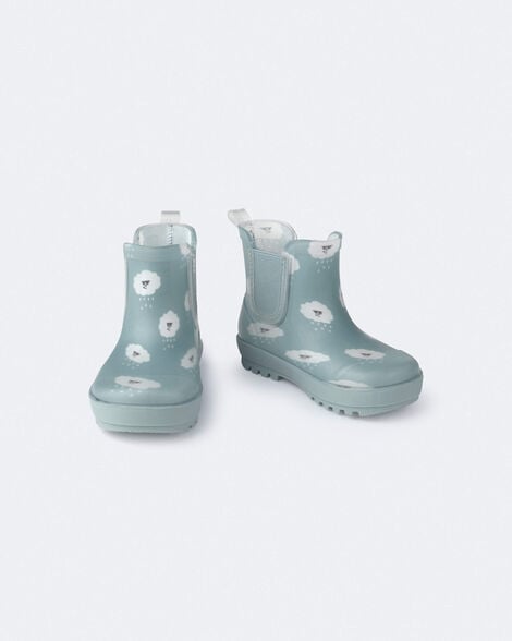 Toddler Rainboots in Rain Cloud Print - Pale Blue