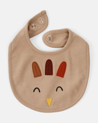 Product image 2 of Baby Thanksgiving Turkey Cotton Bib - Brown