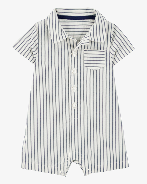 baby striped polo romper