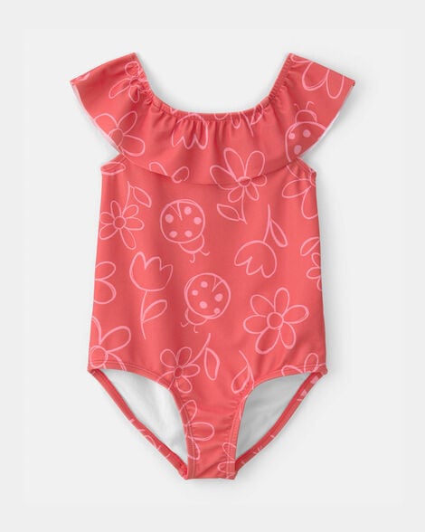 toddler girl floral 1-piece swimsuit - red