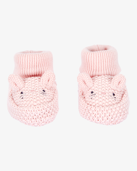 baby bunny crochet booties - pink