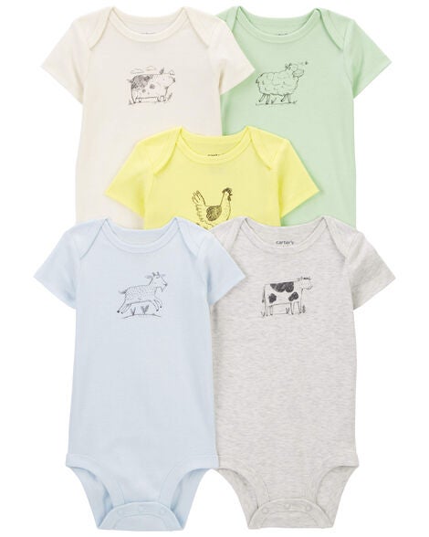 5 farm animal themed baby onesies