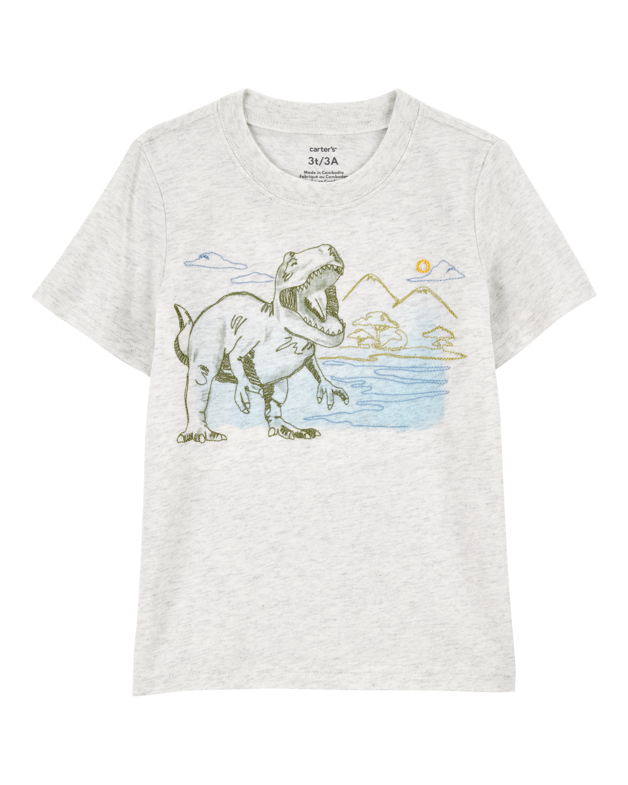 Toddler Short-Sleeve Dinosaur Tee - Grey