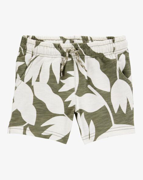  Product image 1 of Baby Tropical Print Pull-On French Terry Shorts - Green/White