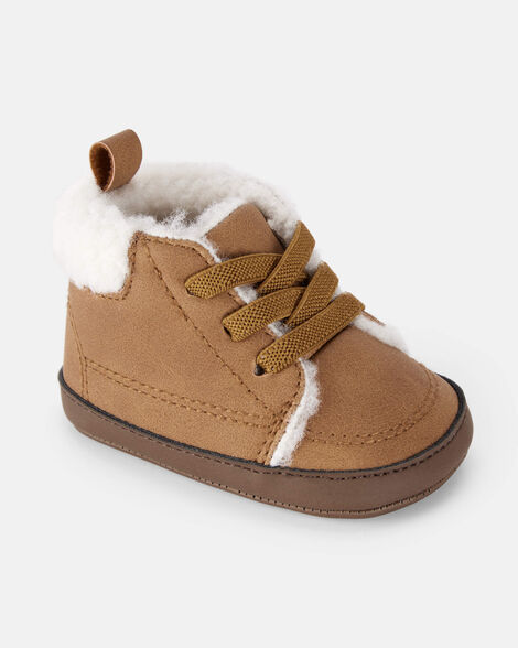 baby boy sherpa lined boots - brown