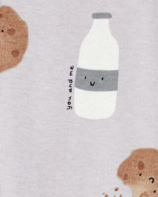 Product image 2 of Baby Milk & Cookies 2-Way Zip Cotton Sleep & Play Pajamas - Grey
