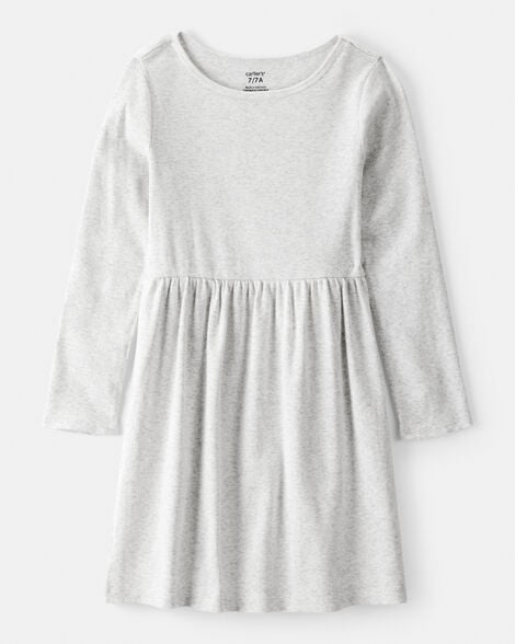 girls long sleeve cotton dress - grey