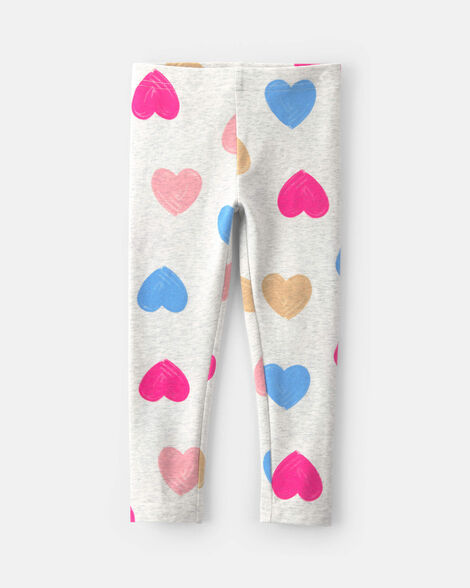toddler girl heart cotton pull-on stretch leggings
