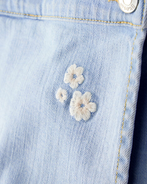 Product image 3 of Toddler Girl Embroidered Denim Skort - Blue