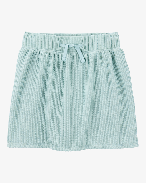 Kid Ribbed Textured Drawstring Skort -  Green