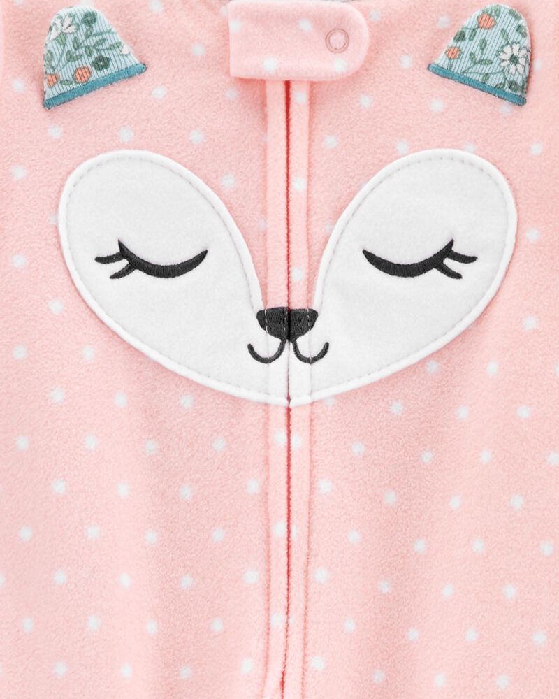 Pink Baby 1-Piece Fox Fleece Footie PJs | carters.com