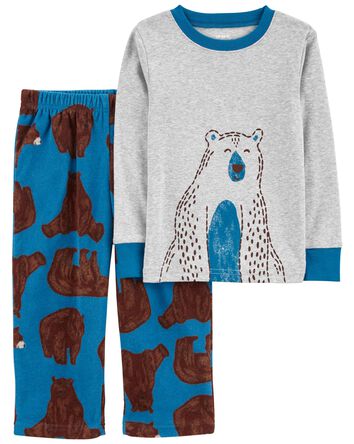 Toddler 2-Piece Polar Bear Jersey & Fleece PJs, 