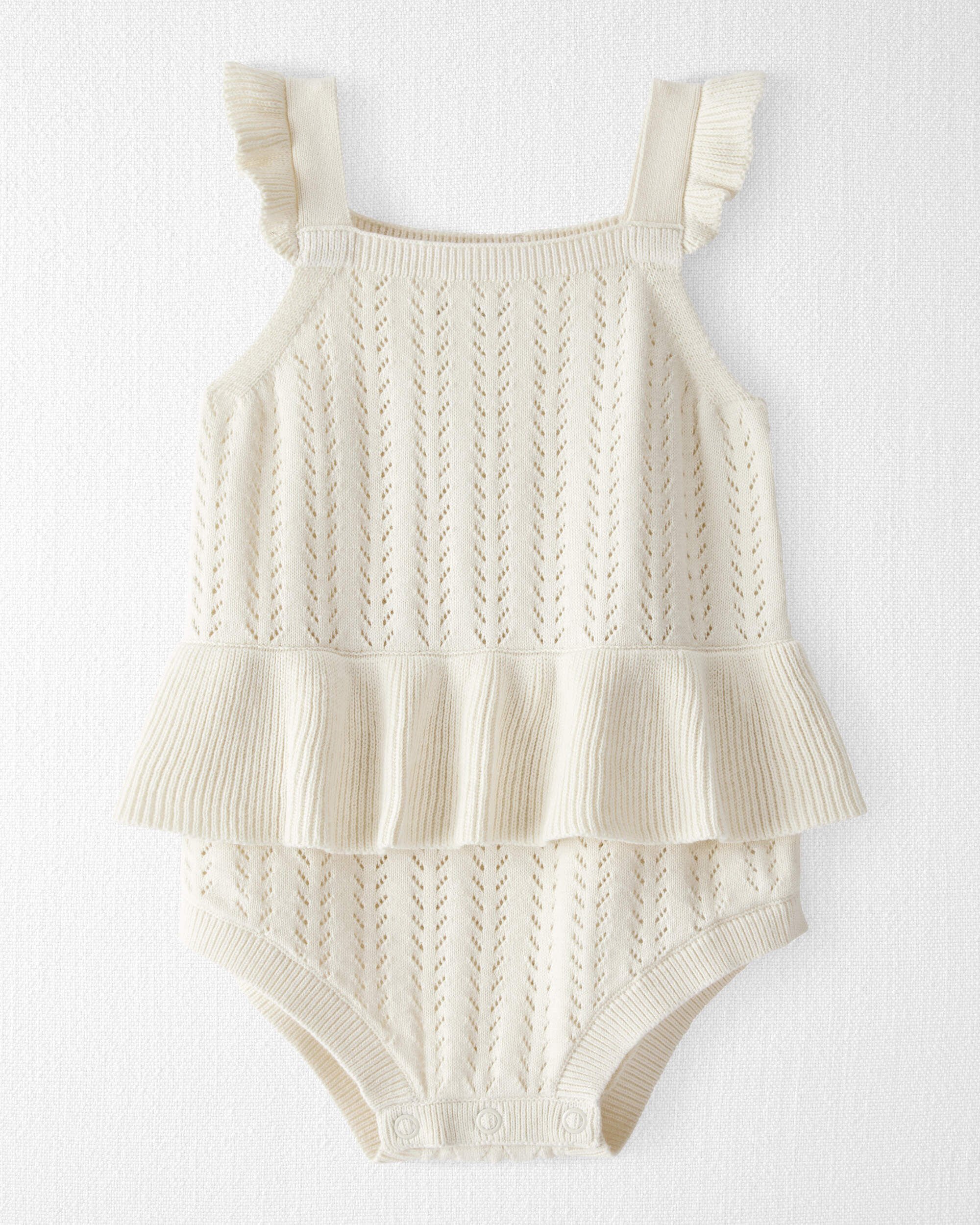 Baby Girl Organic Cotton Pointelle Romper