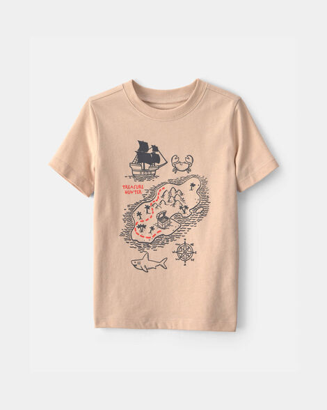 toddler boy treasure hunt graphic tee - tan