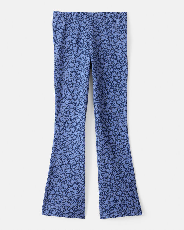 Product image 2 of Girls Cotton Floral Stretch Flare Leggings - Purple