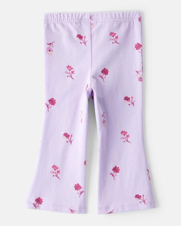 Product image 1 of Baby Girl Floral Cotton Flare Pull-On Stretch Leggings - Purple