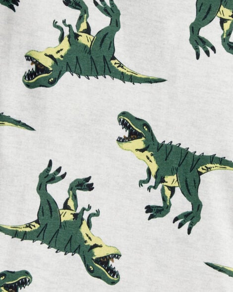  Product image 3 of Boys Dinosaur Print 100% Cotton Long-Sleeve 4-Piece Pajamas - Green