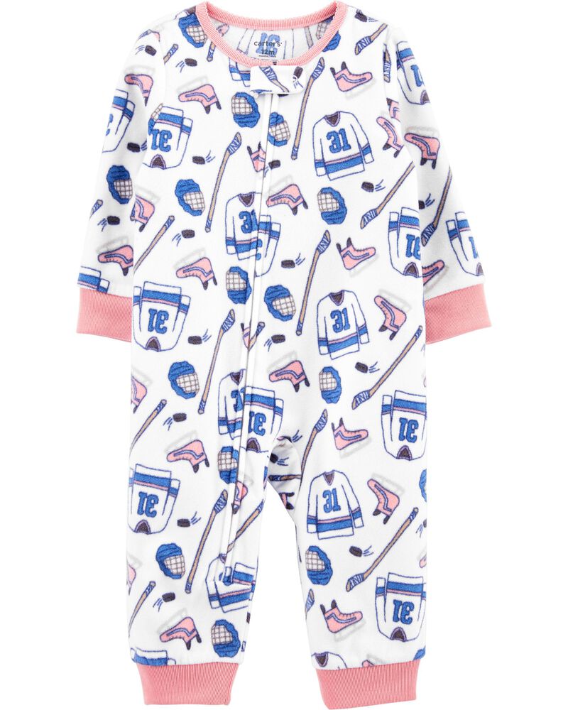 1Piece Hockey Fleece Footless PJs