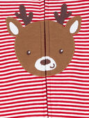 Red - Baby Reindeer 2-Way Zip Cotton Sleep & Play Pajamas, Selected