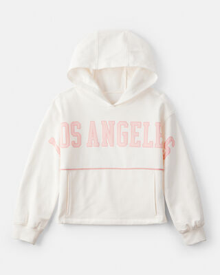 Product image 1 of Girls Los Angeles Cotton Long-Sleeve Hoodie - Cream