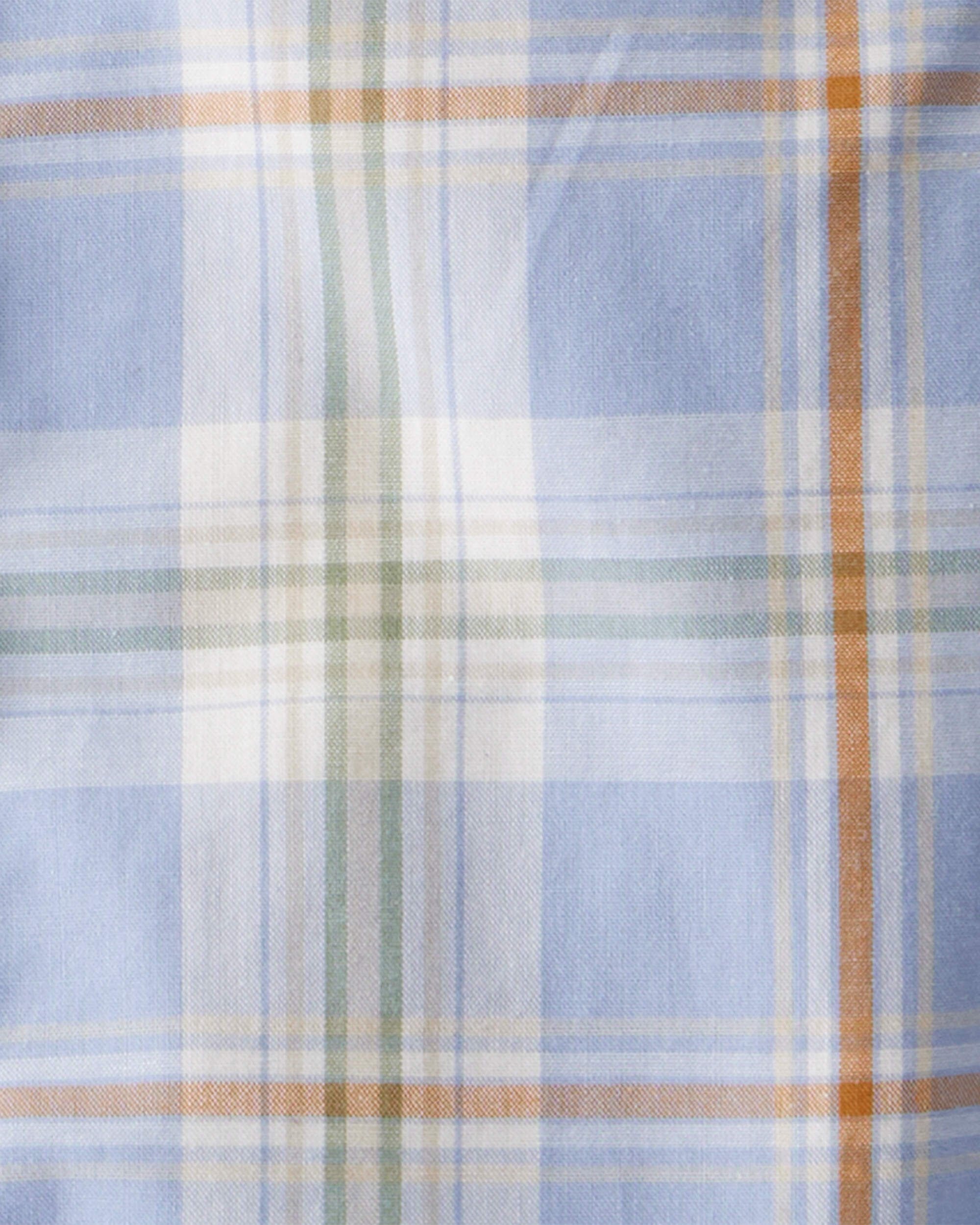 Baby Poplin Plaid Button-Front Long-Sleeve Bodysuit