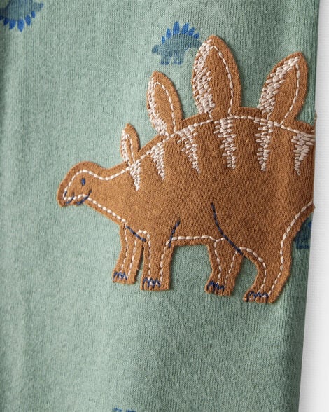 Baby Boy Dinosaur Print 100% Cotton Long-Sleeve 2-Way Zip 1-Piece Pajamas - Green