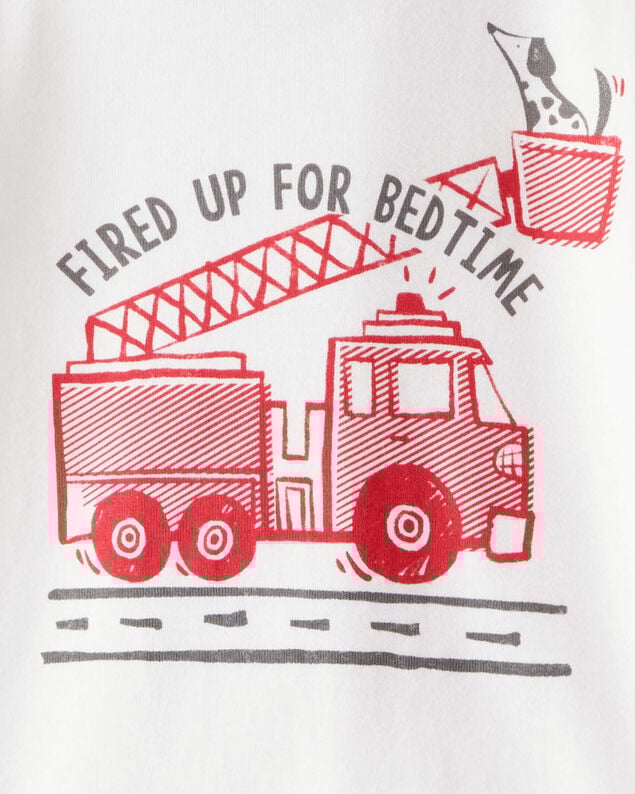 Product image 2 of Toddler Boy Firetruck Print 100% Cotton Long-Sleeve 4-Piece Pajamas - Red/White