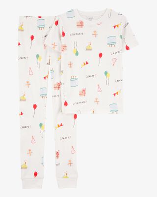 Product image 1 of Kid 2-Piece Birthday 100% Snug Fit Cotton Pajamas - Ivory