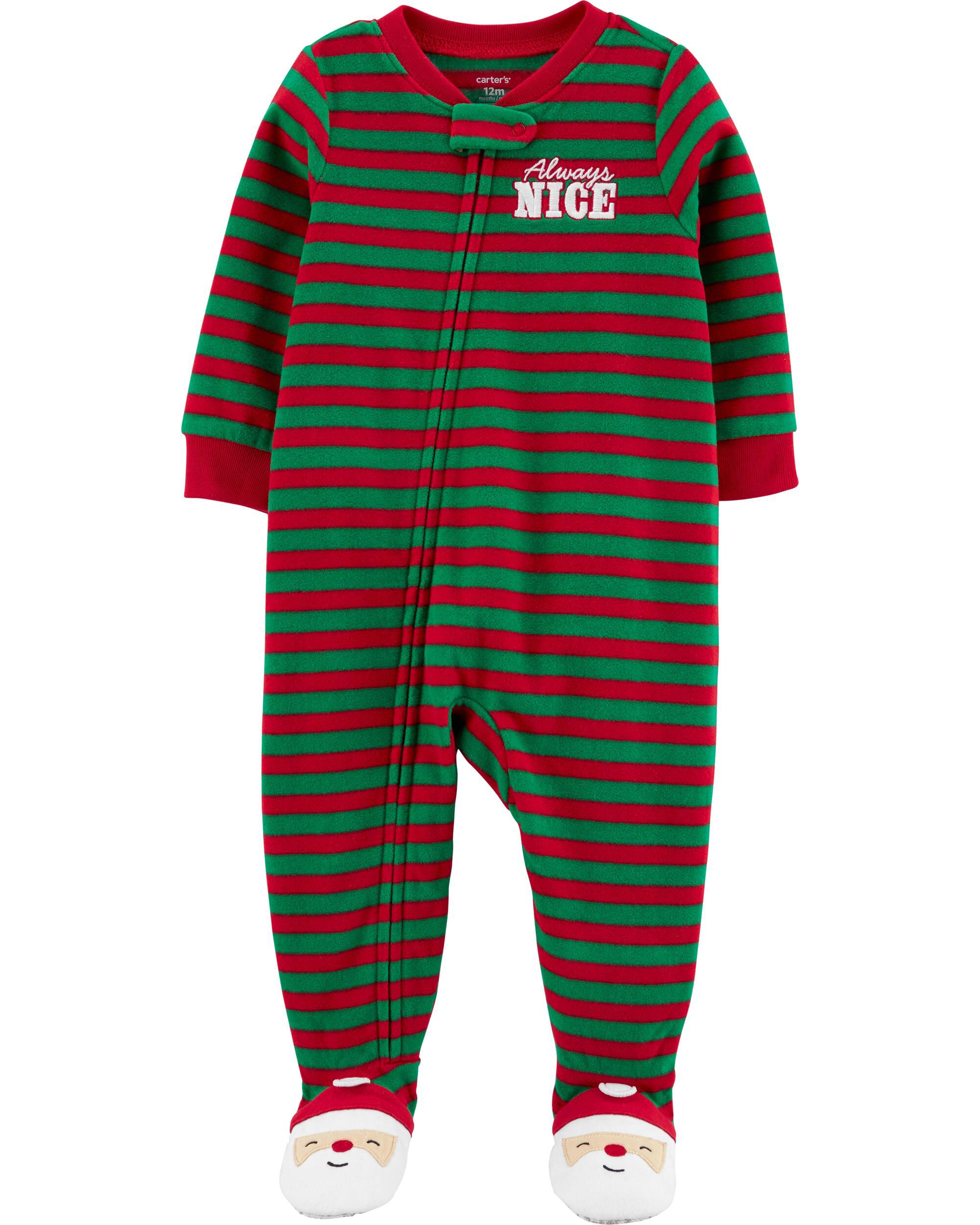 Carters Girls 12M-14 Santa Fleece Pajamas