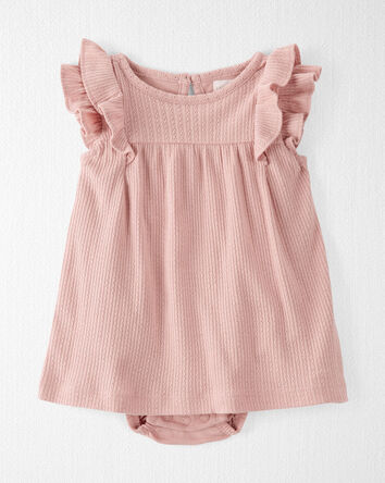 Baby Pointelle-Knit Bodysuit Dress Made with Organic Cotton in Pink