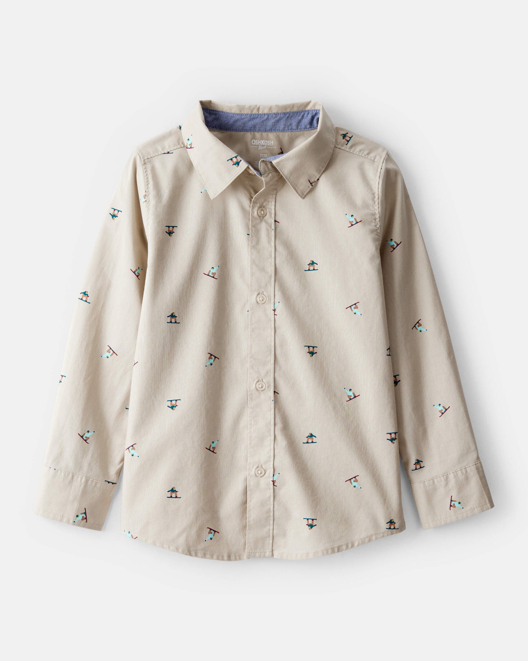 Boys Snowboarding Button-Down Shirt - Khaki