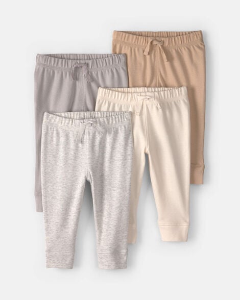 baby 4-pack pull-on pants - grey/ivory/tan
