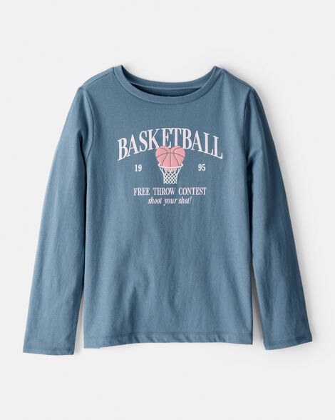 Girls Basketball Long-Sleeve Graphic Tee - Blue