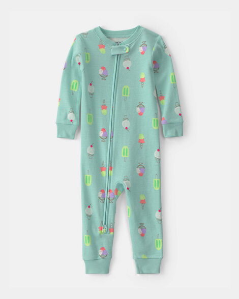 toddler girl popsicle 100% cotton 1-piece pajama - blue