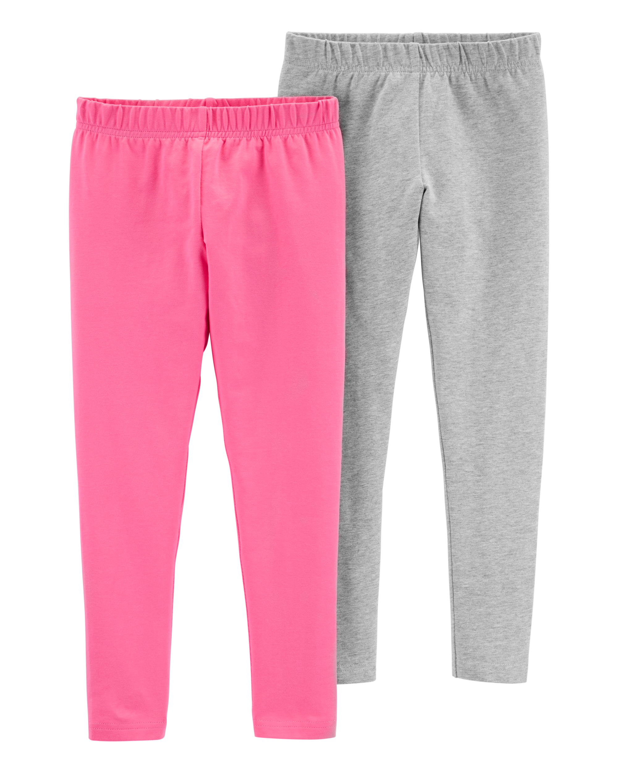 Kid 2-Pack Pink & Grey Cotton Stretch Leggings