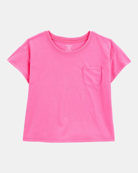 kid solid short-sleeve fashion top - pink