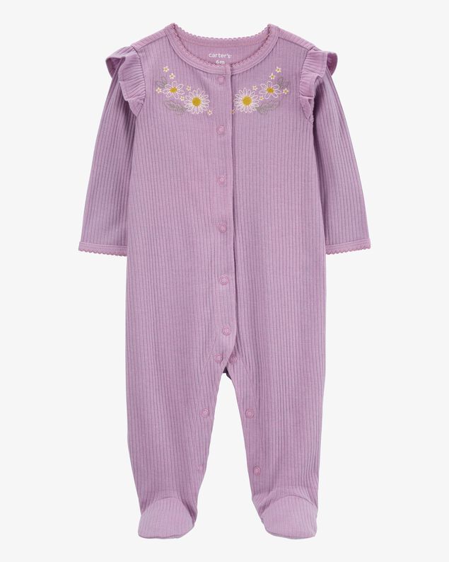 Product image 1 of Baby Floral Snap-Up Ribbed Sleep & Play Pajamas