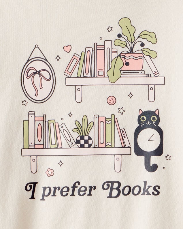 Product image 2 of Girls I Prefer Books Long-Sleeve Graphic Tee - White