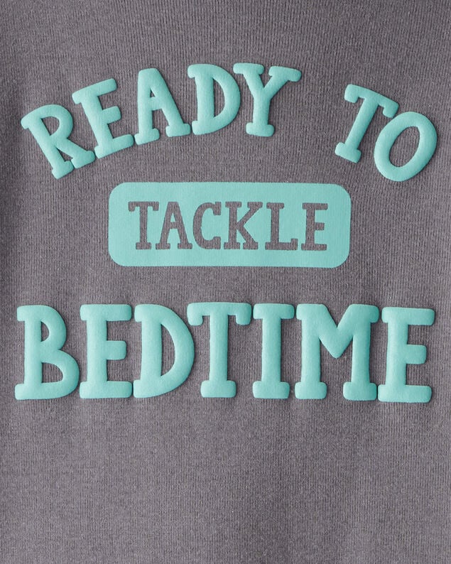 Product image 2 of Toddler Boy Football Print 100% Cotton Long-Sleeve 4-Piece Pajamas - Blue