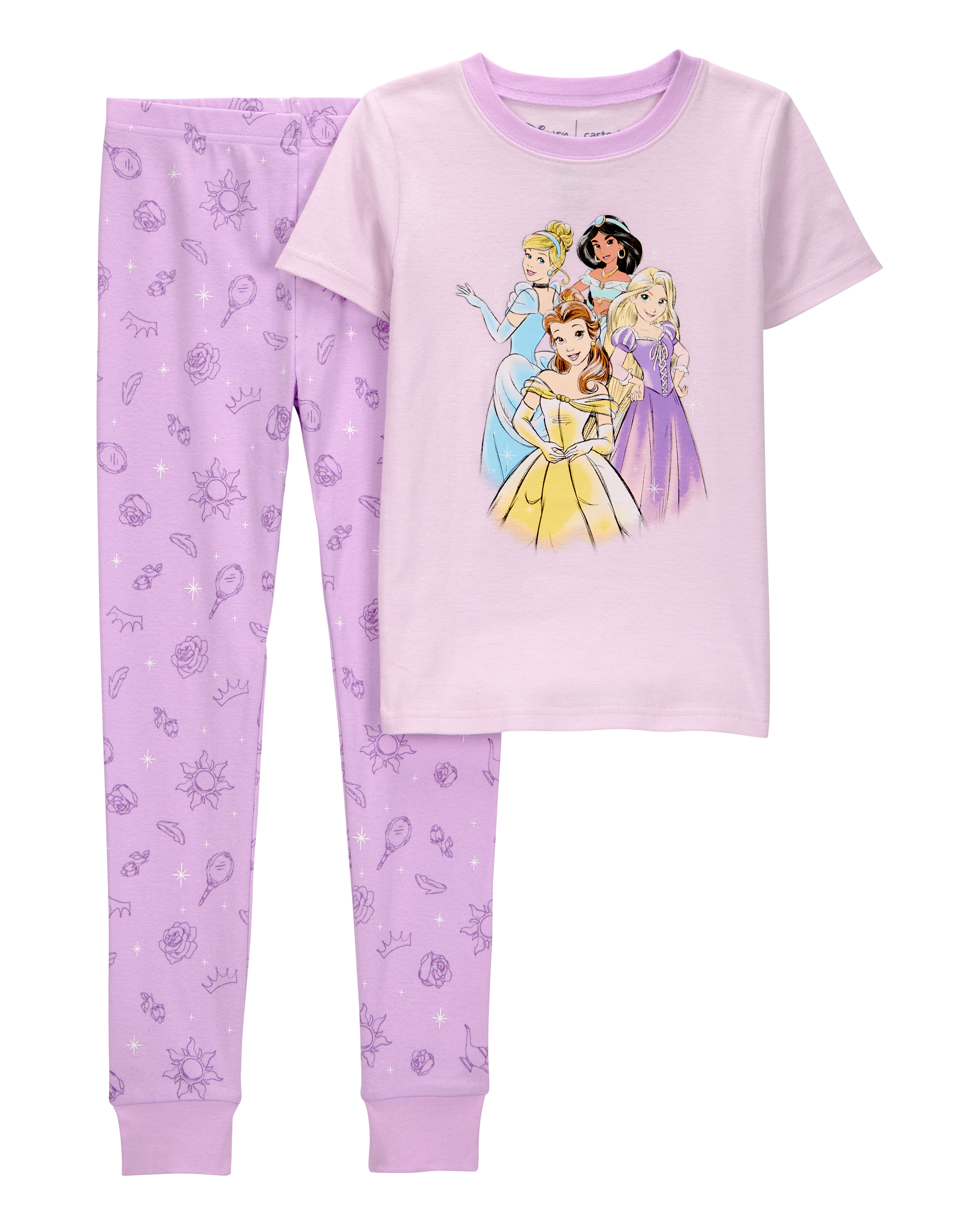 Kid Disney Princess Snug Fit Cotton 2-Piece Pajamas - Purple