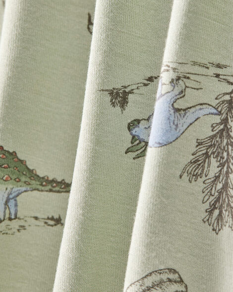 Product image 3 of Baby Boy Dinosaur Print PurelySoft Long-Sleeve 2-Way Zip 1-Piece Pajamas - Green