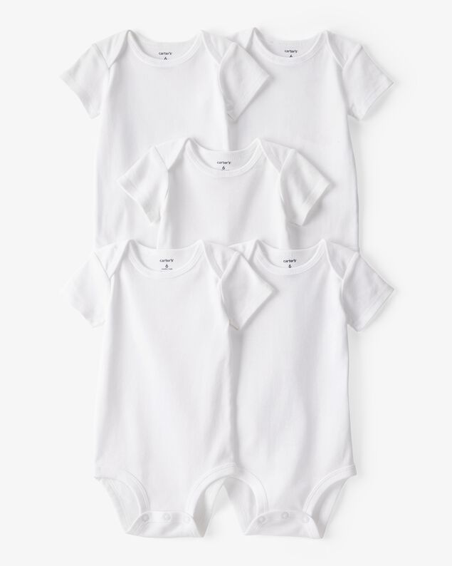 Product image 1 of Baby 5-Pack Short-Sleeve Bodysuits - White