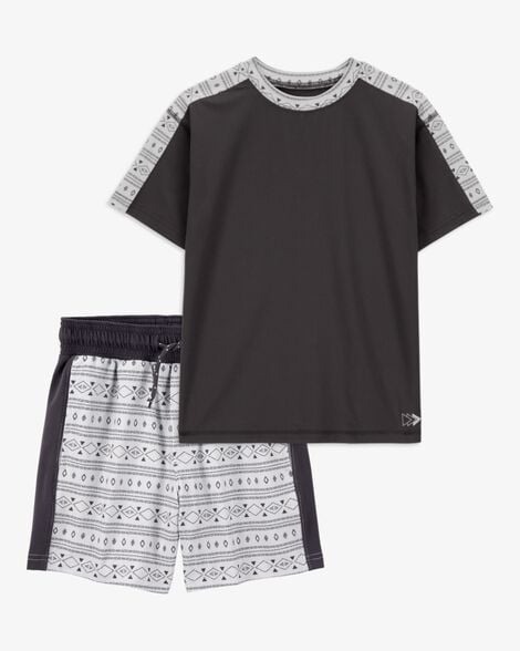 Product image 1 of Kid 2-Piece Active Tee & Shorts Set - Black/Grey